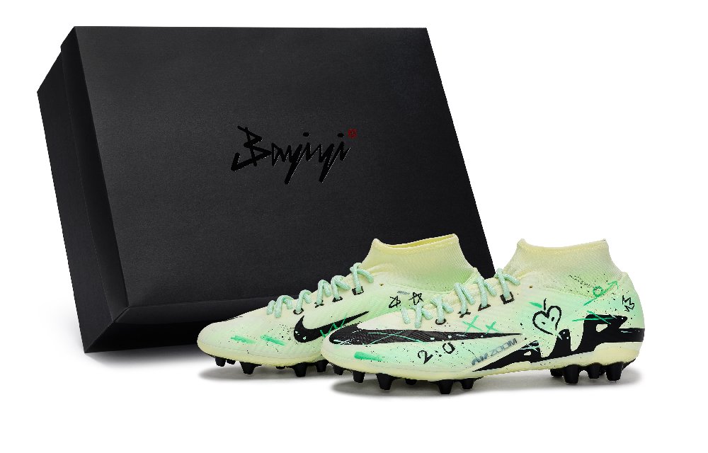 Nike Mercurial Superfly 9 AG Rubber Short Studs Slip Resistant Soccer Shoes Men's Black Beige Green