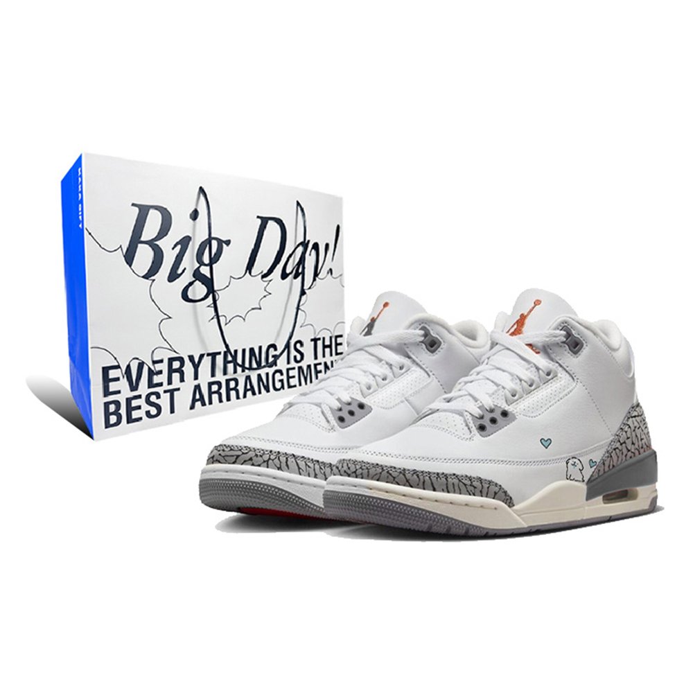 Jordan Air Jordan 3 Anti-Slip Wear-Resistant Mid-Top Vintage Basketball Shoes Women's Gray