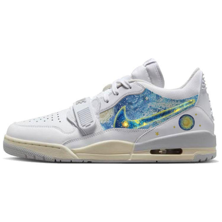 Jordan Legacy 312 Cushioned Slip-Resistant Low-Top Vintage Basketball Shoes Men's White Blue