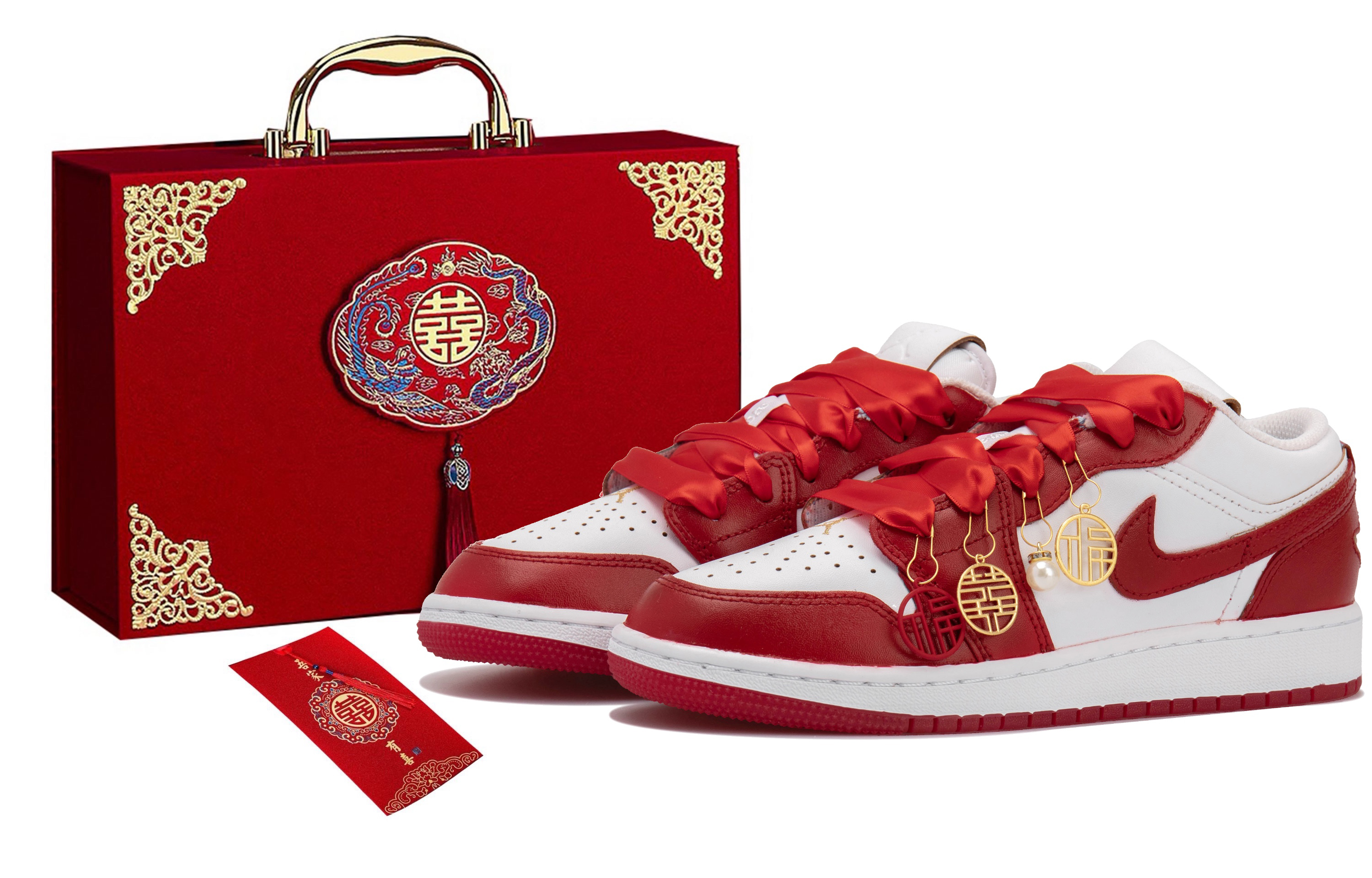 Jordan Air Jordan 1 Low Top Vintage Basketball Shoes Women's White Red