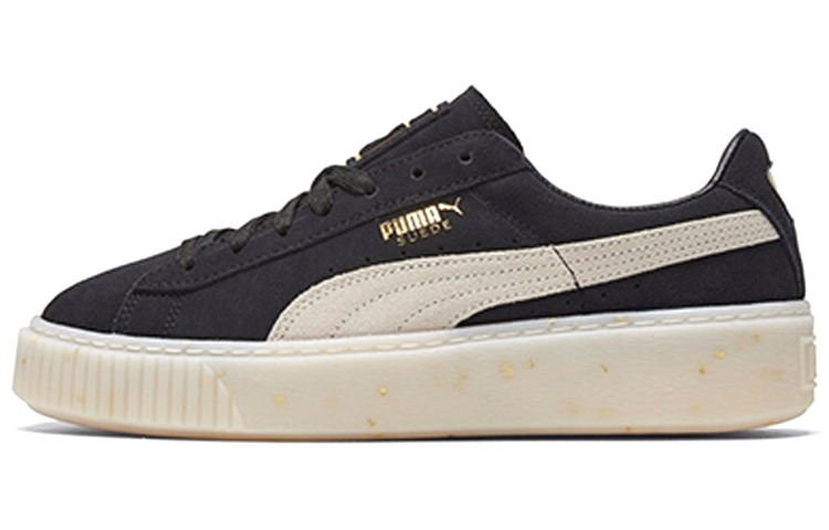 PUMA Suede Platform Black/White/Gold Board Shoes Women's