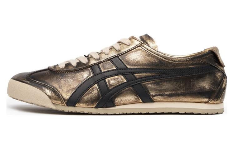 Onitsuka Tiger MEXICO 66 Anti-Slip Wear-Resistant Low-Top Sports Casual Shoes Unisex Gold Black