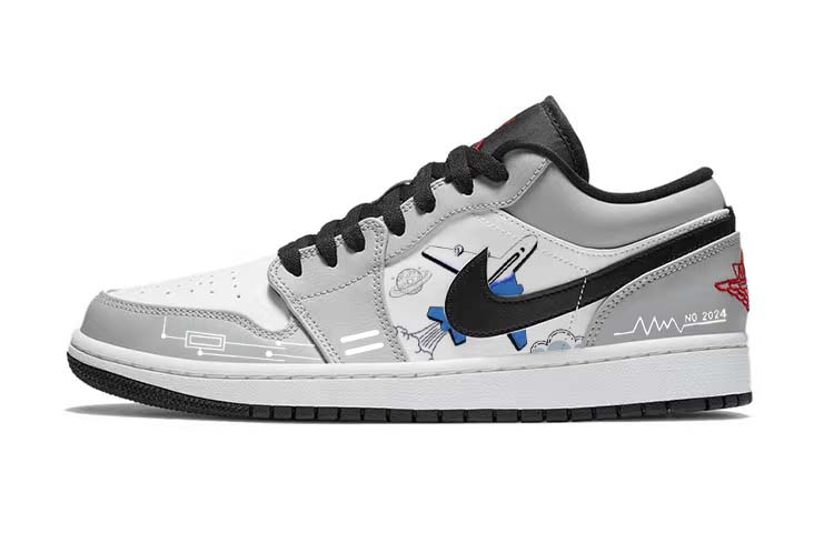 Jordan Air Jordan 1 Anti Slip Wear Resistant Low Top Vintage Basketball Shoes Men's Smoke Gray