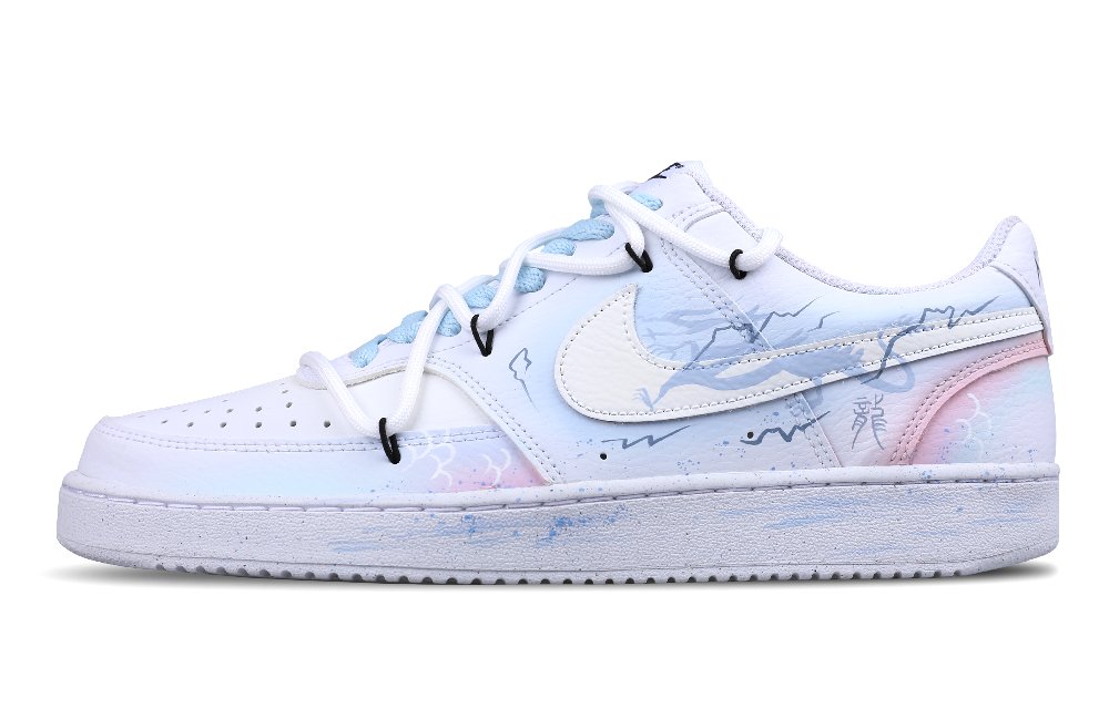 Nike Court Vision 1 Low Anti Slip Wear Resistant Low Top Skateboard Shoes Men's White Blue Pink