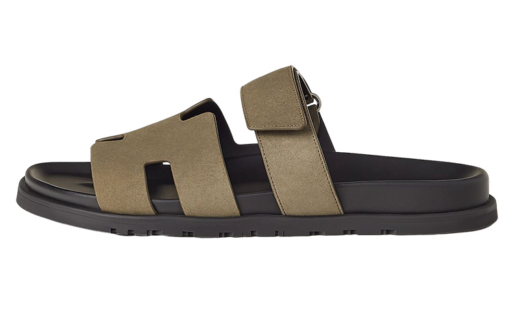 HERMES Chypre Odor Resistant Slide Slippers Men's Light Brown