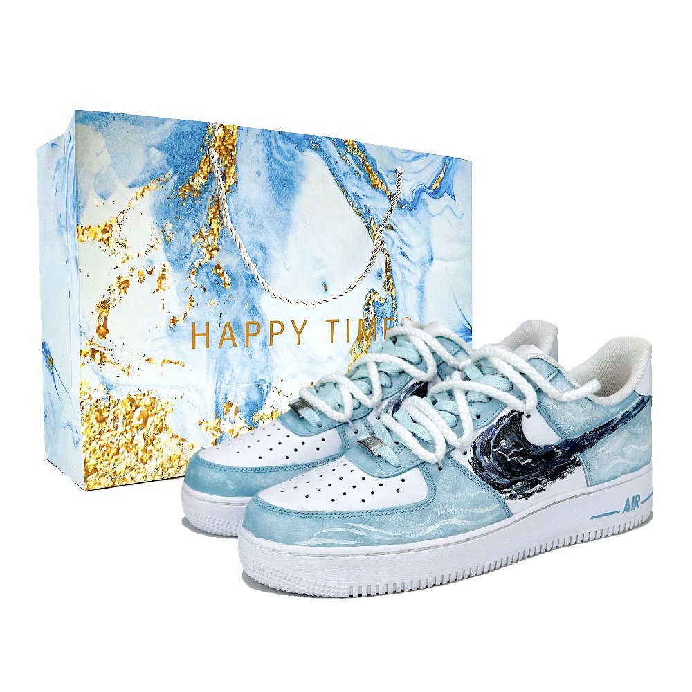 Nike Air Force 1 Clear Wave Blue Low Top Skateboard Shoes Unisex Ice Blue