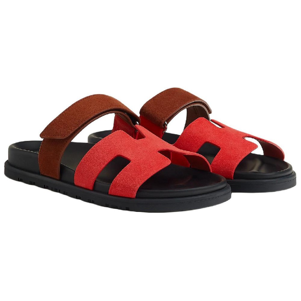 HERMES Chypre Slide Slippers Women's Red