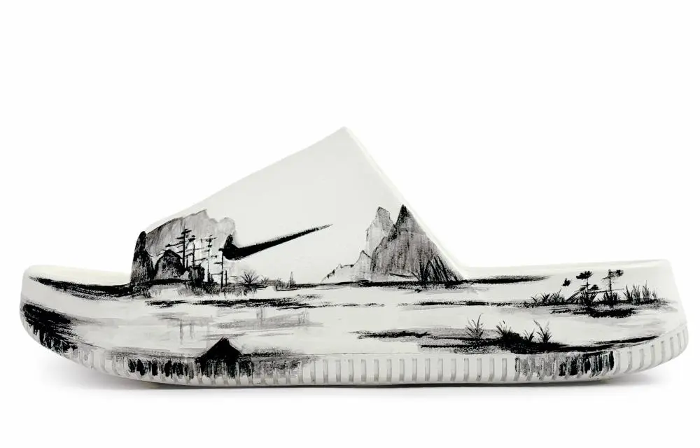 Nike Calm Slide Slip Resistant Slide Slippers Men's Black White