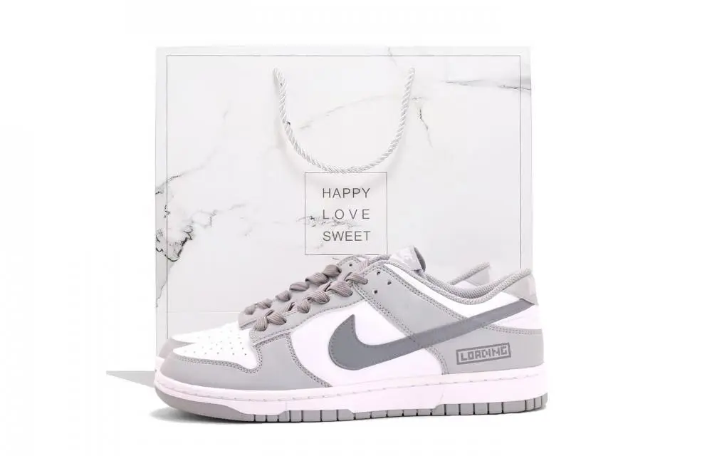 Nike Dunk Coverage Slip Resistant And Abrasion Resistant Low top Skateboard Shoes Unisex White Gray