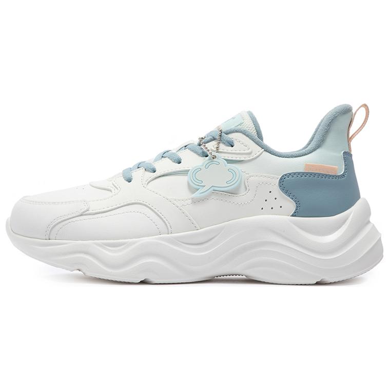 361° Linglong Series Cushioned Wear-Resistant Water-Resistant Low-Top Casual Running Shoes Women's White Blue