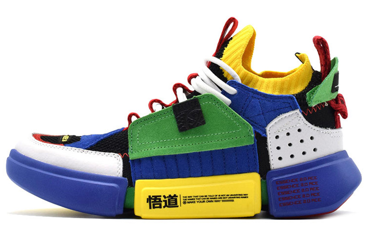 LiNing Essence 2 ACE Way Of Wade Cushioned Slip-Resistant Mid-Top Vintage Basketball Shoes Women's Blue Green Yellow