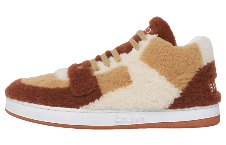 CELINE Mid Top Skateboard Shoes Women's Red Brown