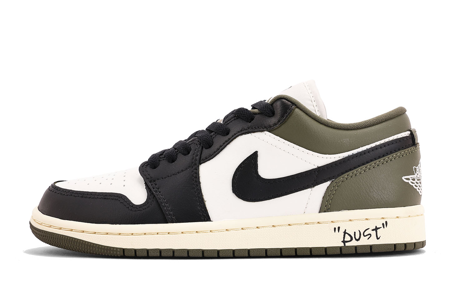 Jordan Air Jordan 1 Cushioning, Wear Resistant Low top Vintage Basketball Shoes Unisex Green Black