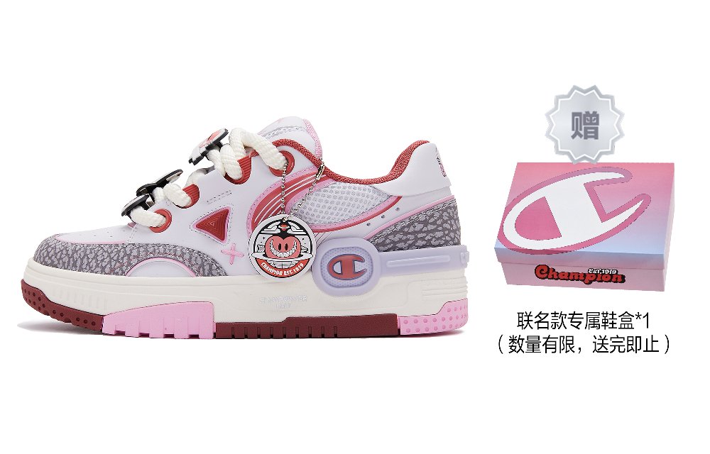BIG HEART x Champion Essentials Low-Top Skateboard Shoes Women's Gray Purple Pink