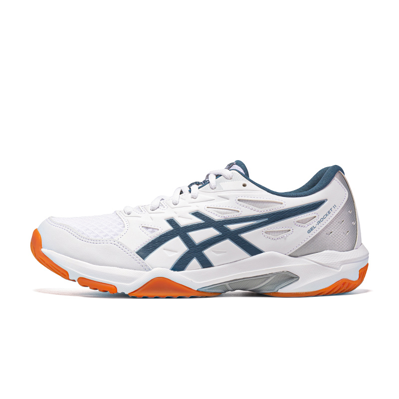 Asics Gel Rocket 11 Stable Flexibility Low Top Badminton Shoes Unisex White Blue