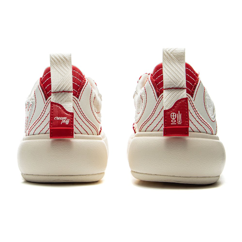 LiNing Puff Platform Skateboard Shoes Women's Low Top Ecru/Honor Red
