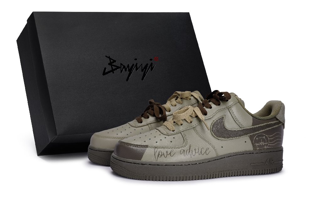 Nike Air Force 1 Anti-Slip Wear-Resistant Low-Top Skateboard Shoes Unisex Coffee Brown
