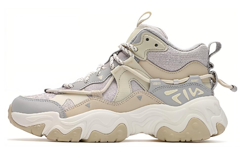FILA FLUID 5 Cat Paw 5.0 Cushioning Wear-Resistant Mid-Top Casual Shoes Women's Beige