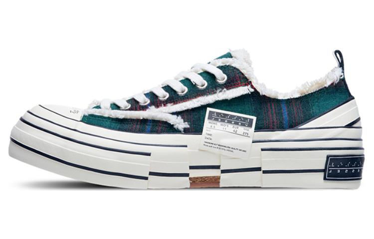 VESSEL Forrest Green Plaid Durable Breathable Low-Top Canvas Shoes Unisex Green
