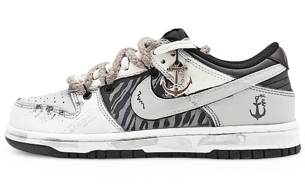Nike Dunk Anti Slip And Wear Resistant Lightweight Low Top Skateboard Shoes Women's Black Gray