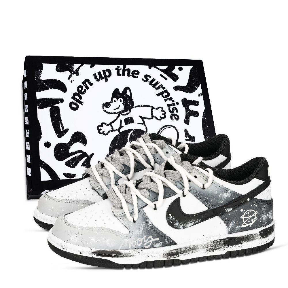 Nike Dunk Panda, Xingji Abrasion Resistant Low Top Skateboard Shoes Unisex Black White Gray