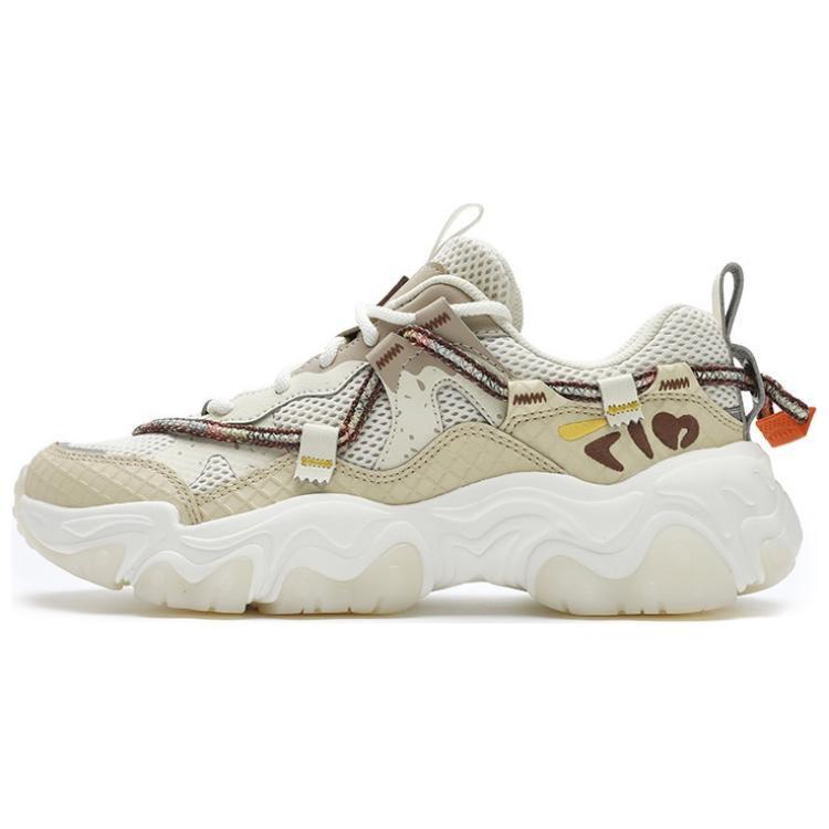 FILA FLUID 5 WAFFLE Breathable Lightweight Low-Top Chunky Sneakers Women's White Brown