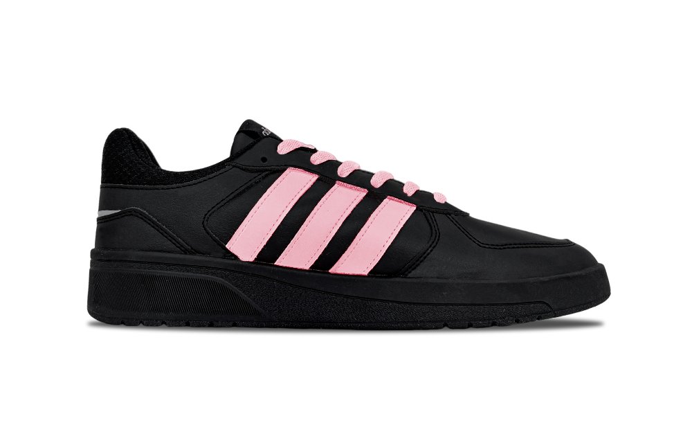 Adidas Neo Courtbeat Peach Blossom Radiant Abrasion Resistant Low Top Skateboard Shoes Unisex Black Pink