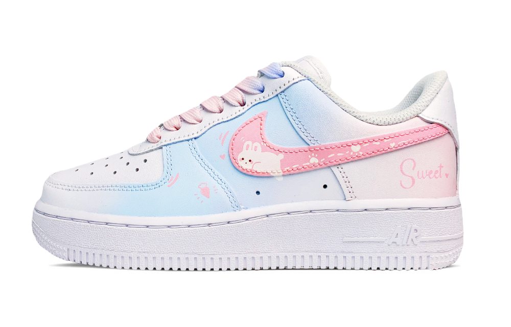 Nike Air Force 1 Skateboard Shoes Women's Low-Top Blue Pink/White