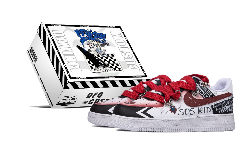 Nike Air Force 1 Low Skateboard Shoes Women's White Black Red