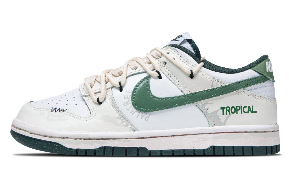 Nike Dunk Abrasion Resistant Low Top Skateboard Shoes Unisex White Green
