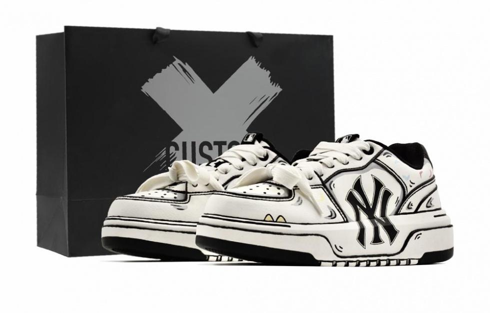MLB Chunky Liner Wear-Resistant Height Increasing Low-Top Skateboard Shoes Unisex Ecru
