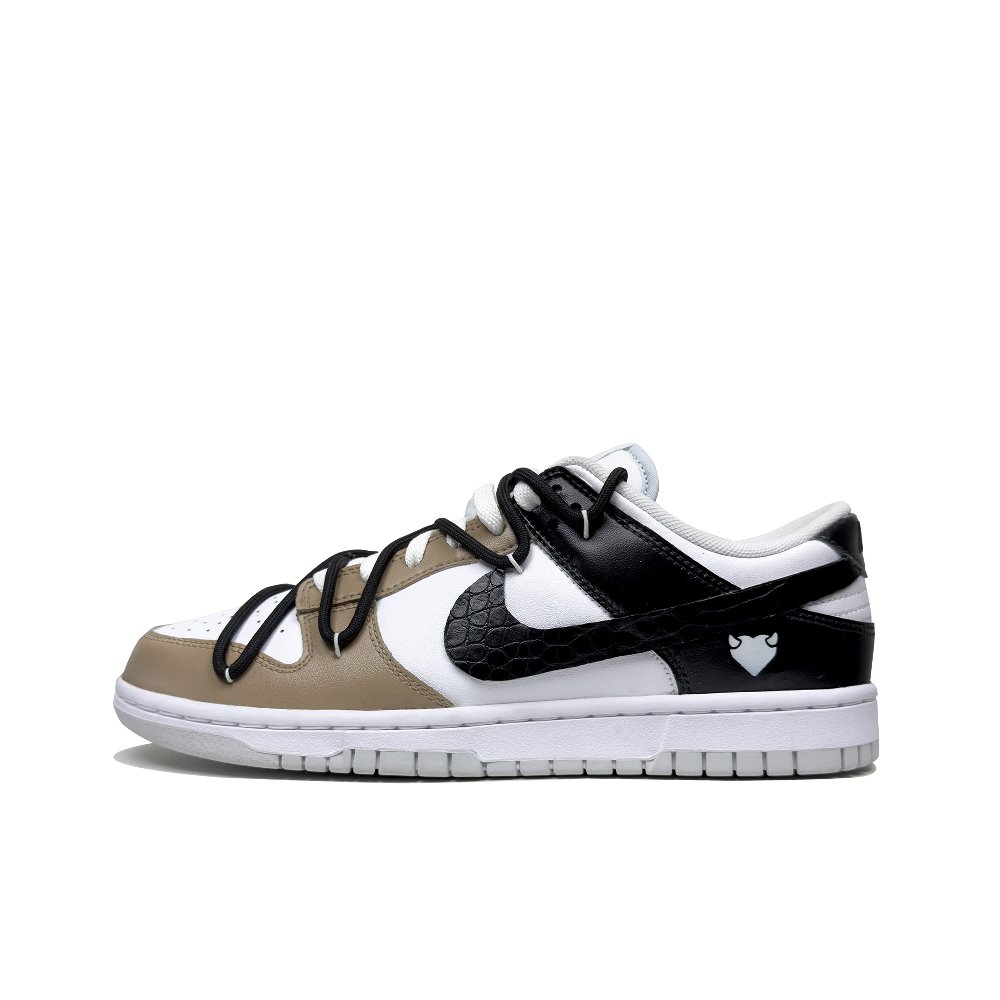 Nike Dunk Skateboard Shoes Men Low-Top Black/White/Khaki