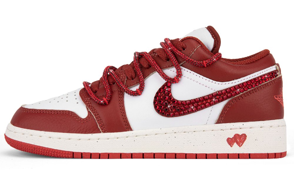 Jordan Air Jordan 1 Anti-Slip And Wear-Resistant Lightweight Low-Top Vintage Basketball Shoes GS Red