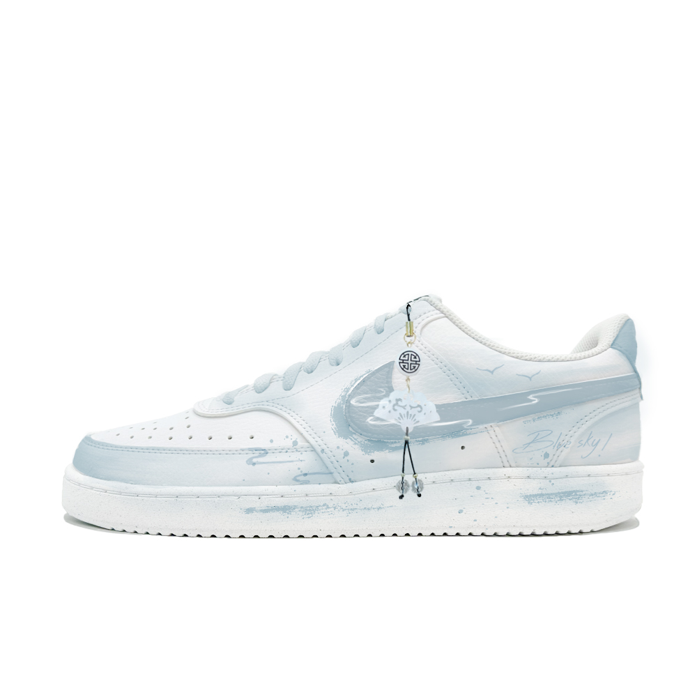 Nike Court Vision 1 Slip Resistant Cushioning Abrasion Resistant Low Top Skateboard Shoes Men's Blue White