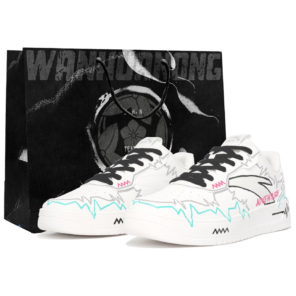 Anta Anti Slip Wear Resistant Low Top Skateboard Shoes Men's White Black