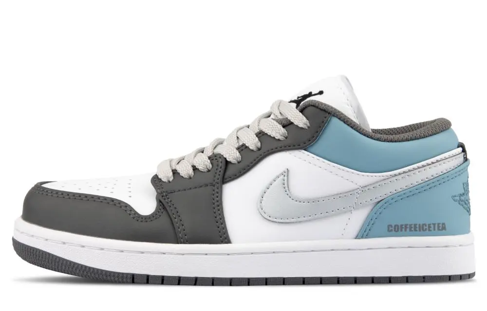 Jordan Air Jordan 1 Cushioning, Wear Resistant Low top Vintage Basketball Shoes Unisex Steel Blue