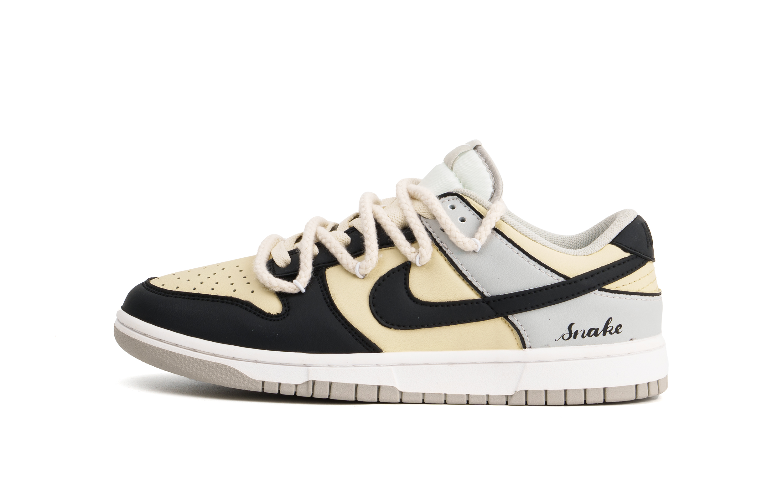 Nike Dunk Cushioning Impact Resistance Low top Skateboard Shoes Unisex White Gray Yellow
