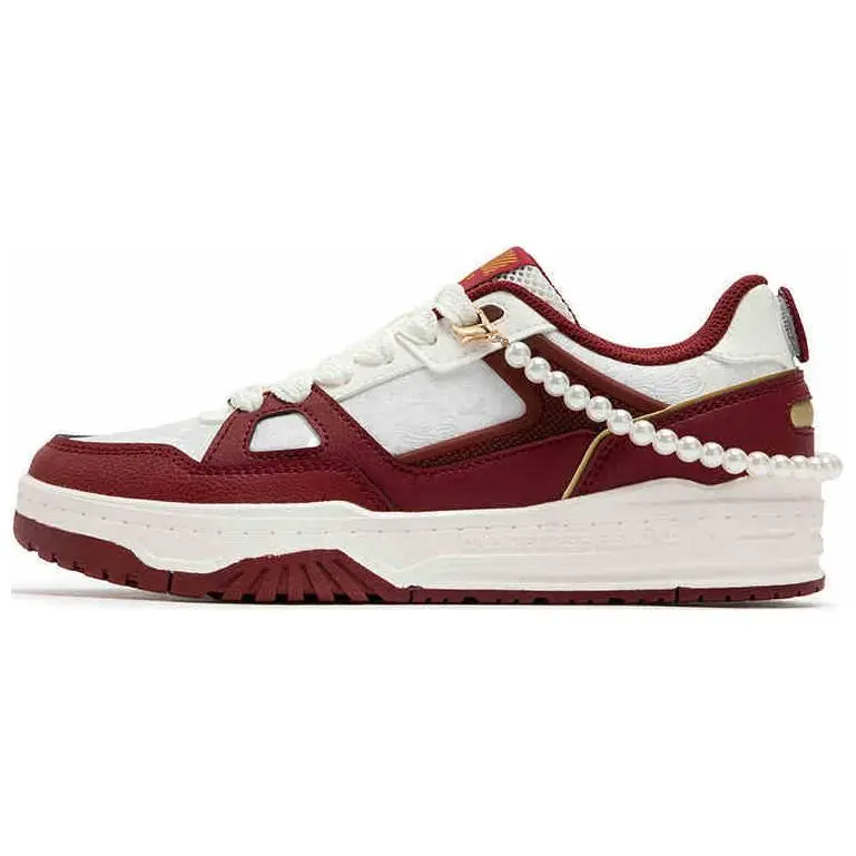 361° Anti-Slip Wear-Resistant Low-Top Skateboard Shoes Women's White Red