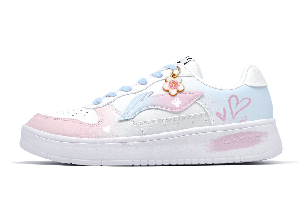 LiNing Non slip Lightweight Low top Skateboard Shoes Women's Pink Blue