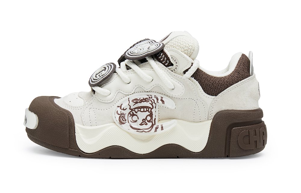 POP MART x Champion Molly Puffy Shoes AutoSkate V1 Molly Low-Top Skateboard Shoes Women's Coffee Brown