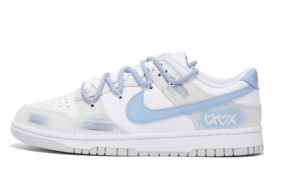 Nike Dunk Low Low-Top Skateboard Shoes Men's Gray Blue