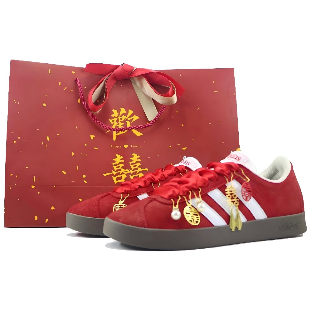 Adidas Neo Vl Court Classic Slip-Resistant Low-Top Skateboard Shoes Unisex Burgundy