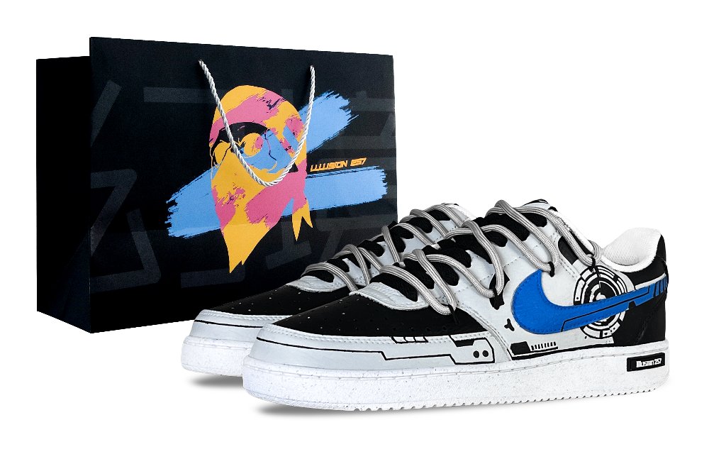 Nike Court Vision 1 Slip Resistant Low Top Skateboard Shoes Men's Black Gray Blue