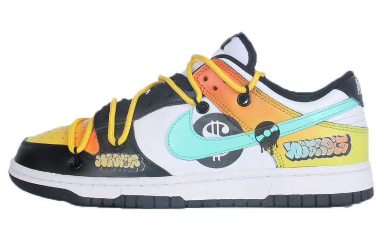 Nike Dunk Anti-Slip Wear-Resistant Low-Top Skateboard Shoes Women's Black White