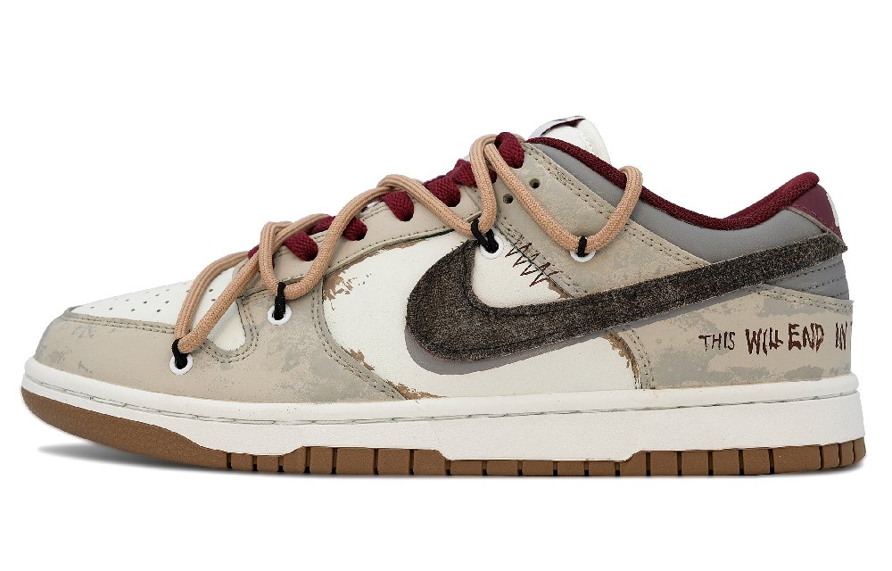 Nike Dunk Slip-Resistant Cushioning Wear-Resistant Low-Top Skateboard Shoes Unisex Beige Brown