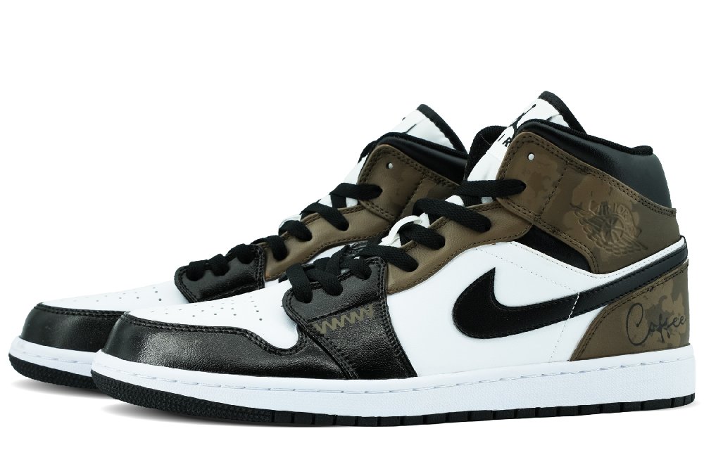 Jordan Air Jordan 1 Anti-Slip Wear-Resistant High-Top Vintage Basketball Shoes Men's Black Brown