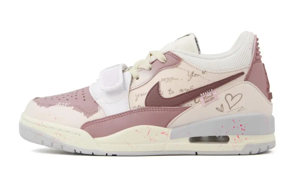 Jordan Legacy 312 Abrasion Resistant Slip Resistant Low top Vintage Basketball Shoes Unisex Beige Pink