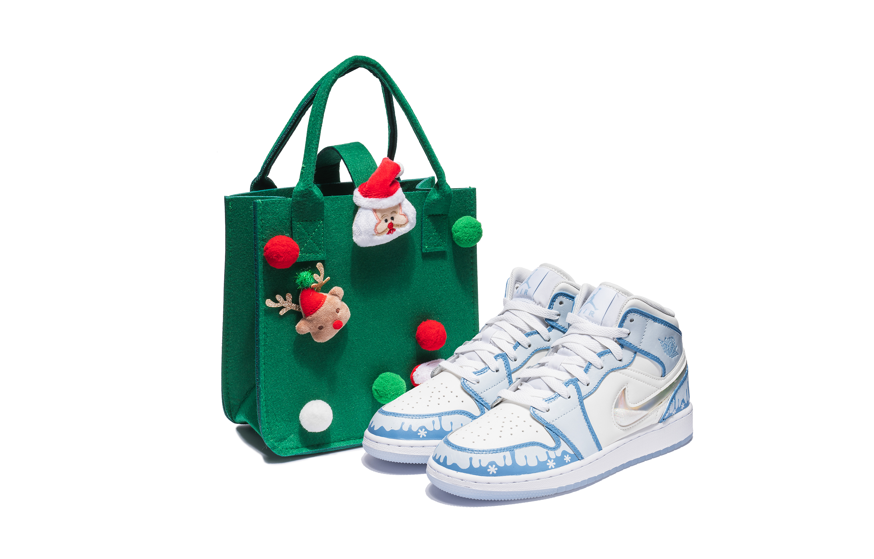 Jordan Air Jordan 1 Mid-Top Vintage Basketball Shoes GS White Blue