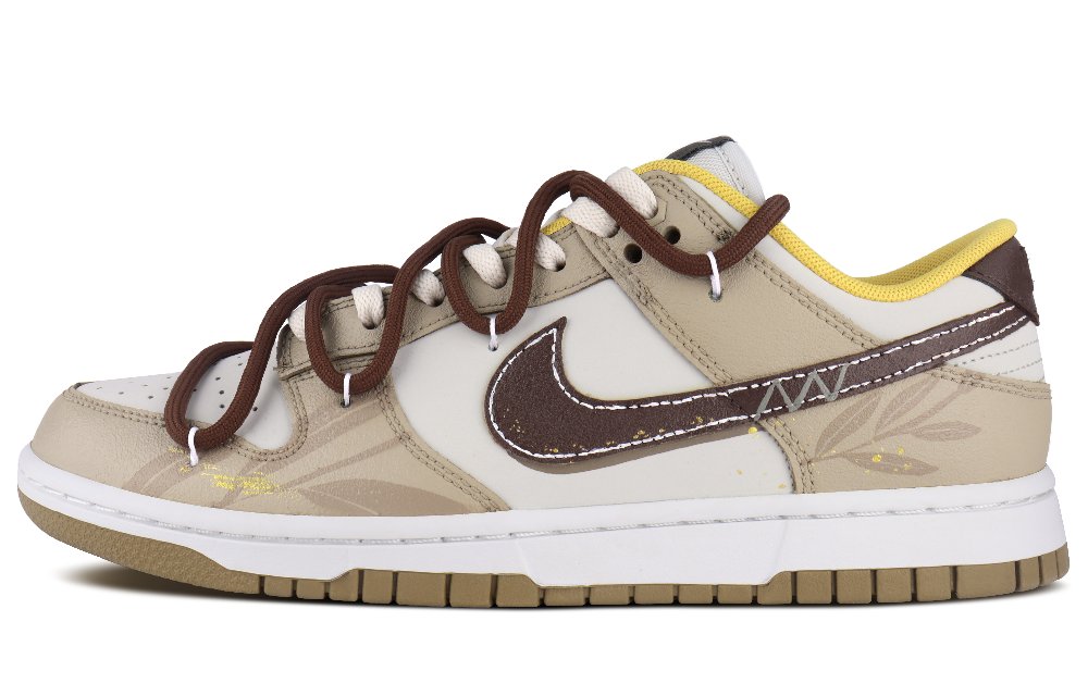 Nike Dunk Slip-Resistant Low-Top Skateboard Shoes Unisex Khaki White