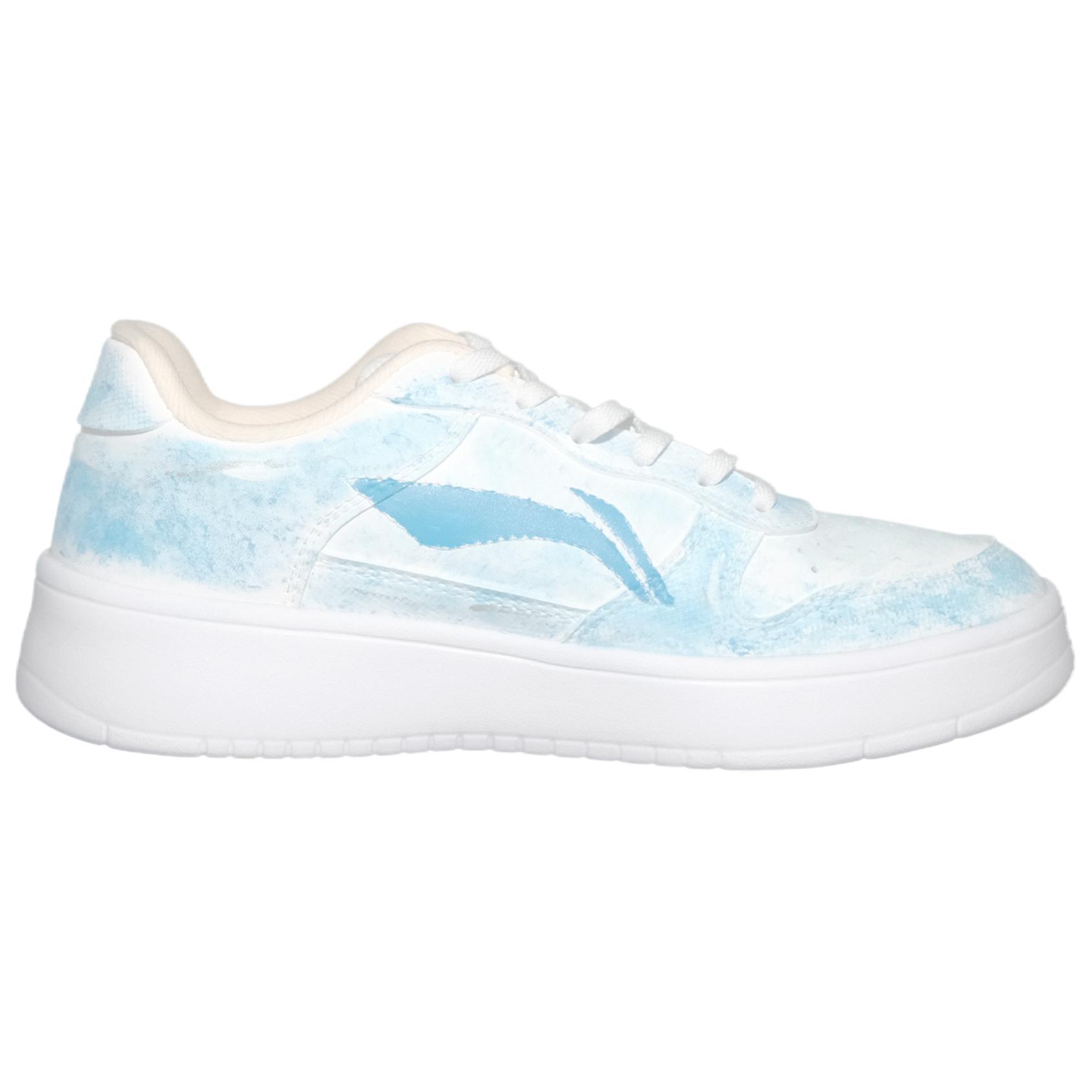 LiNing Pontoon Boats Wear resistant And Lightweight Low top Skateboard Shoes Women's Blue White